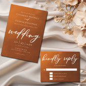 Rustic Burnt Sinaasappel Typography najaar Wedding Kaart