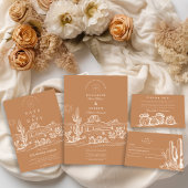 Rustieke Cactus Desert Landschap Wedding RSVP Kaartje