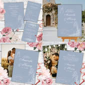 Rustieke Chic Hand getrokken paar Dusty Blue Weddi Acryl Uitnodigingen