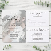 Kraft Paper Photo Wedding Elegant Script Aankondiging (Personaliseer de collectie van deze zelfstandige maker.)