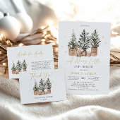 Rustieke winterkerstbomen bedankkaart