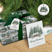 Kerstbos Cabins Rustic Holiday Inpakpapier Vel