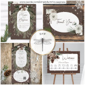 Rustieke Cacao Pine Winter Sparkle Twee Diner RSVP Kaartje