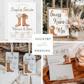Rustic Country Boots en Pet Floral Save the Date Informatiekaartje