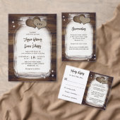 Mason Jar Rustic Country Barn Wood Weddenschap RSVP Kaartje (Personaliseer de collectie van deze zelfstandige maker.)