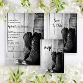 Rustic Cowboy Boots country Wedding Kaart