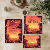 Rustic Cowboy Rodeo 1st Birthday Bedankkaart