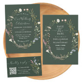 Rustiek Donkergroen Boho Wildflower Verlovingsfees Ronde Sticker