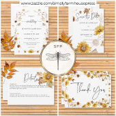 Rustieke delicate Herfst bloemenkrans bruiloft Bedankkaart