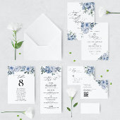 stoffige blauwe bloemen bruiloft ronde sticker