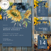 Rustieke Dusty Blue Zonnebloemen Wedding Save The Date