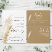 Rustic Neutral Earthy Boho Pampas Grass Wedding Etiket (Personaliseer de collectie van deze zelfstandige maker.)
