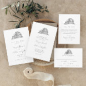 Elegant Barn Black en White Rustic Wedding Kaart