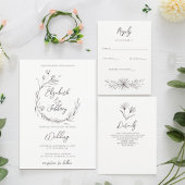 Rustiek Elegant Bloemen Schets Bruiloft Acryl Uitnodigingen