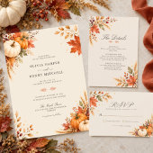 Rustic Watercolor Pompoen Herfst Bruiloftsmenukaar Menu