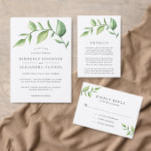 Elegant Greenery Rustic Budget Wedding Uitnodiging (Personaliseer de collectie van deze zelfstandige maker.)