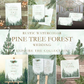 Rustieke Waterverf Pine Tree Forest QR-code bruilo Kaart