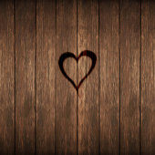 Rustiek hout en gegraveerd hart bruiloft banner