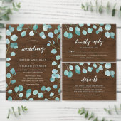 Rustieke eucalyptus en bruin hout bruiloft kaart (Personaliseer de collectie van deze zelfstandige maker.)
