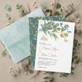 Rustic Eucalyptus Gold Branch Islamic Wedding RSVP Kaartje (Personaliseer deze collectie van deze onafhankelijke maker. Test)