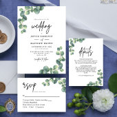 Rustige botanische Eucalyptus Greenery Wedding Menu