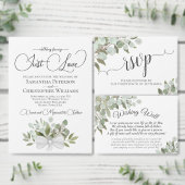 Rustige Waterverf Eucalyptus Leaves White Wedding Save The Date (Personaliseer de collectie van deze zelfstandige maker.)