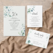 Greenery Eucalyptus Elegant QR Code Weddenschap Drieluik Uitnodiging (Personaliseer de collectie van deze zelfstandige maker.)