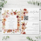 Rustieke Herfst Bloemen Fotobruiloft Kaart (Personaliseer de collectie van deze zelfstandige maker.)