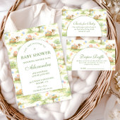 Rustic Farm Animals Pastel Baby Shower Kaart