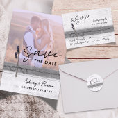 Rustieke Twine Burlap Lavender Boho Fotobruiloft Kaart