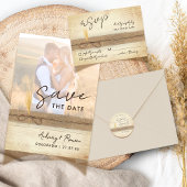 Rustieke Boho Burlap Wood Pampass Wedding Details Informatiekaartje