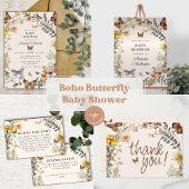 Rustic Floral Butterfly Geslachtsneutraal Baby sho Acryl Uitnodigingen