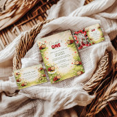 Rustic Floral Lady Bug 1st Birthday Kaart