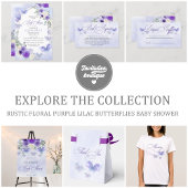 Rustiek Bloemen Paarse Lila Vlinders Baby shower Bedankkaart