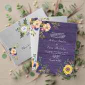 Zonnebloem Boho Rustieke Paarse bruiloft Kaart (Personaliseer deze collectie van deze onafhankelijke maker. Test)