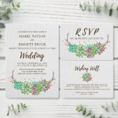 Boho Rustic Floral Succulent Wedding Website RSVP (Personaliseer de collectie van deze zelfstandige maker.)