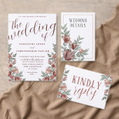 Rustische Waterverf Terracotta Floral Wedding Kaart (Personaliseer de collectie van deze zelfstandige maker.)