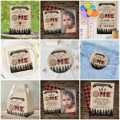 Rustige bosbots met gedepelde hefbokken 1e verjaar bedankkaart