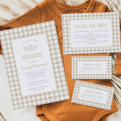 Beige Gingham Check Rustiek Baby shower Papieren Bordje