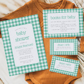 Mint Green Gingham Check Baby shower Kaart