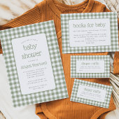 Sage Green Gingham Check Baby shower Kaart