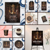 Rustic Gold Anchor Baby shower Informatiekaartje