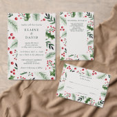 Holly Berries Kerstmis Winter Bruiloft Ronde Sticker (Personaliseer de collectie van deze zelfstandige maker.)