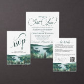 Waterverf Lake Tahoe Elegante Rustieke Bruiloft Menu (Personaliseer de collectie van deze zelfstandige maker.)