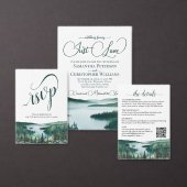 Rustic Lake Tahoe Elegant Script Wedding RSVP Kaartje (Personaliseer de collectie van deze zelfstandige maker.)