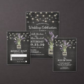 Rustic Lavender Mason Jar Lights Wedding Spandoek (Personaliseer de collectie van deze zelfstandige maker.)