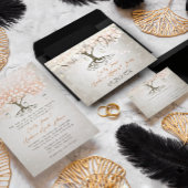 Hart Leaf Coral Tree Dove Love Bird Weddings Kaart