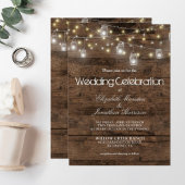 Rustic Mason Jars & Lights Wedding Photo Backdrop Wandkleed