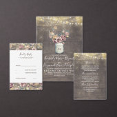 Rustieke Mauve Goud Bloemen Mason Jar Trouwprogram Programmakaart (Personaliseer de collectie van deze zelfstandige maker.)