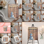 Rustiek Modern Elegant Blue Snowman Baby shower Kaart
